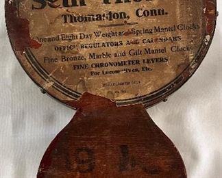 BACK OF SHIP’s CLOCK WITH ORIGINAL PAPER LABEL 