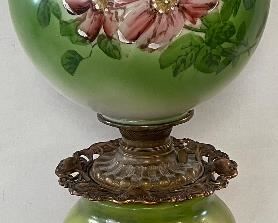 EXCEPTIONAL VICTORIAN HAND PAINTED GONE WITH THE WIND OIL LAMP 
