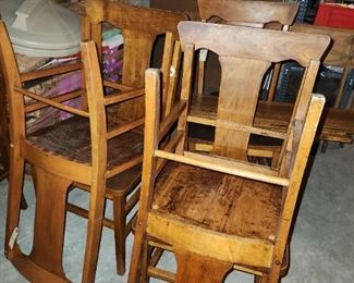 Assorted oak dining chairs