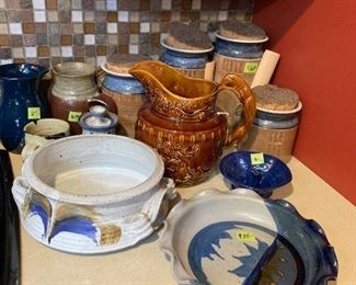 Several lovely pieces of hand thrown pottery