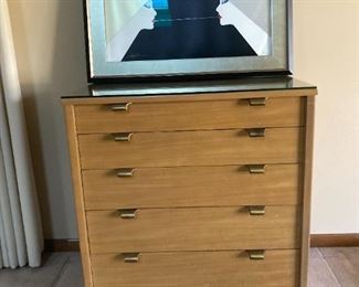 Drexal MCM dresser with glass on top. Tons of art!!!