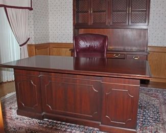 Kimball Executive Desk, Timothy Swivel Office Chair and Kimball Desk with Hutch - Storage Furniture 72"H x 36" Deep Presidential Executive Desk and Back desk slightly wider