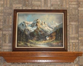 Mountain Landscape Scene Oil Painting by Ehrmann