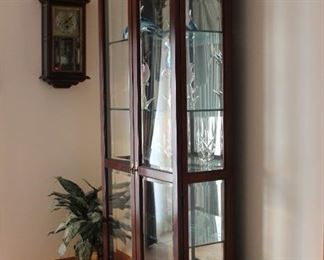 Wood and 3Sided Glass Curio with shelves Cabinet