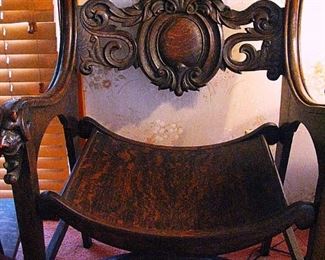 Heavily Carved Ornate Antique Japanese Arm Chair - Very Rare and Unique Piece!