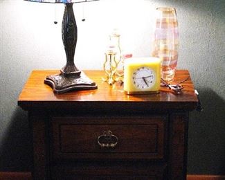 Side Table with Tiffany Style Lamp