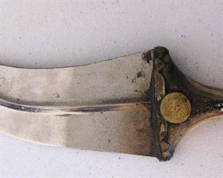Antique Yemen Jambiya Khanjar Joulba Knife Dagger and Waist Belt - Handle Appears to be Bone