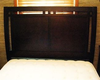 Full Size Coffee Brown Wood Bed with nice Pillow Top Mattress