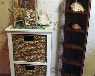 White Wood Basket Cabinet