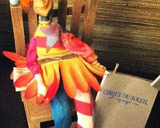 Whimsical Cirque Du Soleil By Kate Church Doll Figure with Chair w/Tags Excellent Condition.