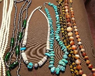 Vintage Pearl Necklaces - Turquoise Necklaces - Tigers Eye Gemstone Bead Necklace and other Vintage Jewelry 