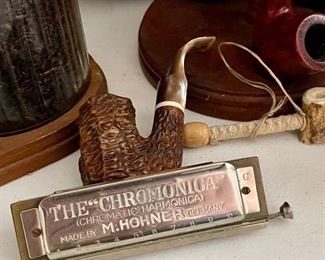 Vintage Chromonica Chromatic Harmonica by M. Hohner Germany, Vintage Bradford Pipe