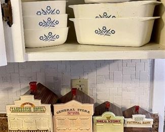 Vintage Corning Ware, Vintage Old West Buildings Canister Set