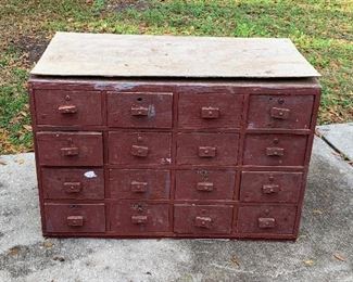 Great Antique Apothecary/Tool chest in old red paint