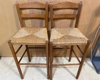 Shaker Style Ladder Back Bar Stools w/ Woven Seat