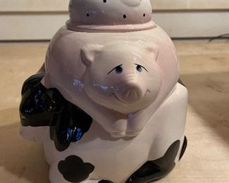Vintage Farm Cookie Jar: Cow, Pig, Chicken