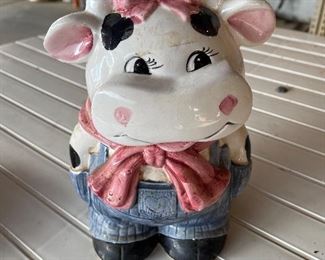 Vintage Farmer Cow Girl Cookie Jar