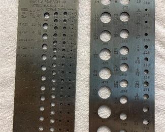 Vintage Starrett 185 Drill/Wire Gauge Chart and 187 Twist Drill Gauge Chart