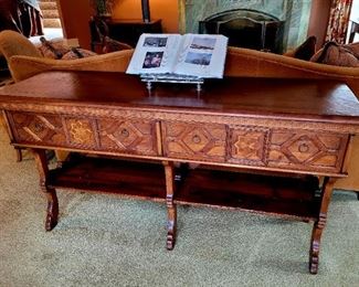 Italian custom made inlaid console table