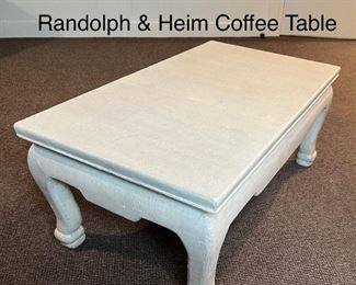 Randolf & Heim Coffee Table, Asian Inspired, Distressed Bone White Finish
