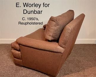 Edward Wormley for Dunbar Lounge Chair & Ottoman, Original 1950s Reupholstered in Cashmere Twill