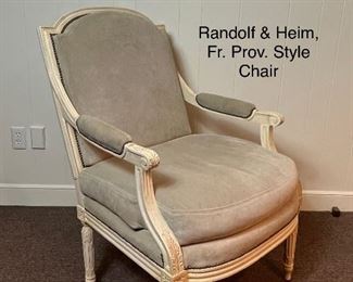 Randolf & Heim Fr. Prov. Open-arm Chair w/ Ultrasuede Upholstery