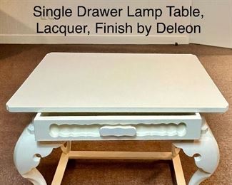 One of Two Single Drawer Lamp Tables, Lacquer Finish by Deleon