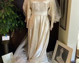 1940's wedding ensemble includes had beaded shoes