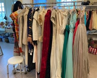Vintage evening gowns, day wear and furs