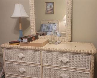 Wicker dresser and mirror that match the beds and night stand