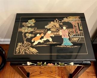 Asian lacquered  side table .
