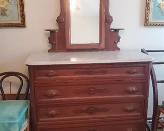 Beautiful acorn pull dresser with marble top