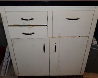 Vintage metal cabinet in the basement