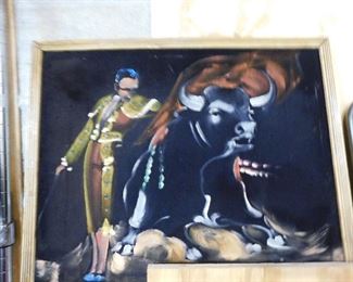 Velvet bull fighter painting