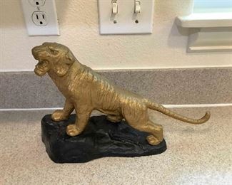 MLC073 Gold Cast Iron Tiger On Stand