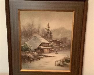 MLC111 Framed Original Japanese Scenic Painting 