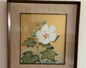 MLC149 Framed Original Japanese Floral Painting 