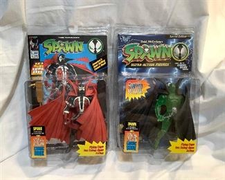 MLC240 Two Vintage Spawn Action Figures With Comic Books