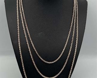 MLC401- Trio Of Sterling Silver Rope Chain Necklaces