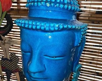Magnum blue/teal ceramic Buddha head