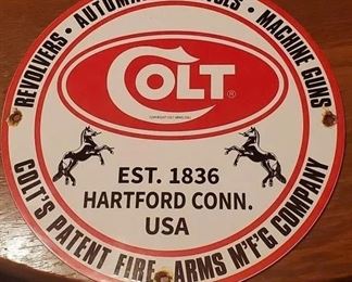 Colt Firearms porcelain sign dated 1961