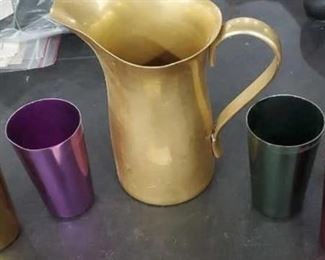 aluminum pitcher and cups