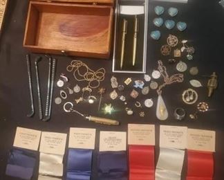 antique jewelry box and contents