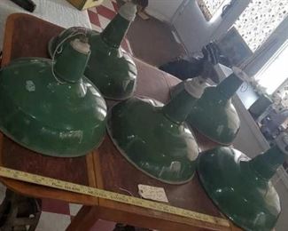 old green porcelain industrial lights