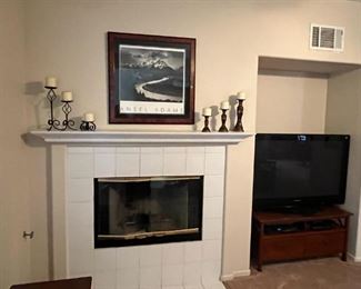 Print by Ansel Adams Grand Tetons & Snake River, Candle Holders, Flat Screen TV, TV stand