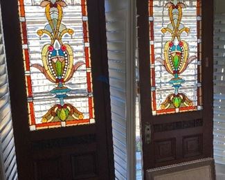 Stained glass doors each 89” h x  29” w 