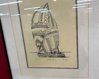 Framed Sailboat Print by J. Clary
