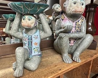 Very cool Vintage Ceramic Chinoiserie Monkeys
