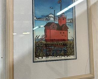 1/100 Art Print of "Big Red" Lighthouse in Holland, MI