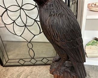 Carved Wooden Bird Sculpture